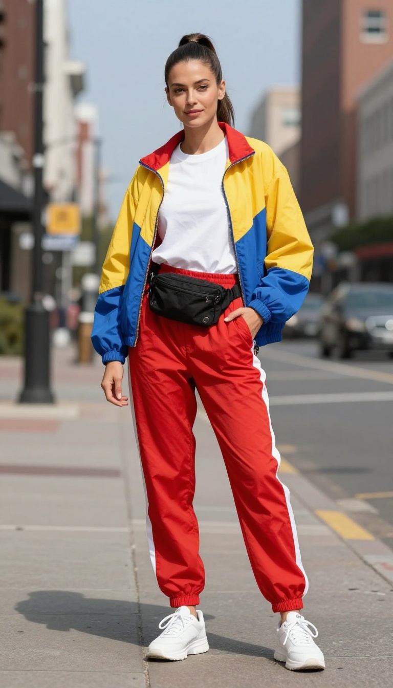 13. Color-Blocked Windbreaker and Matching Track Pants