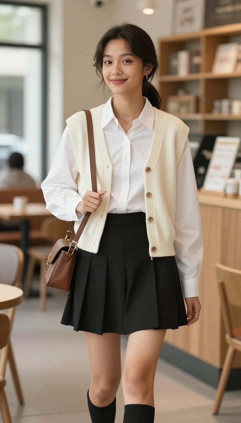 10. Pleated Skirt and a Sweater Vest