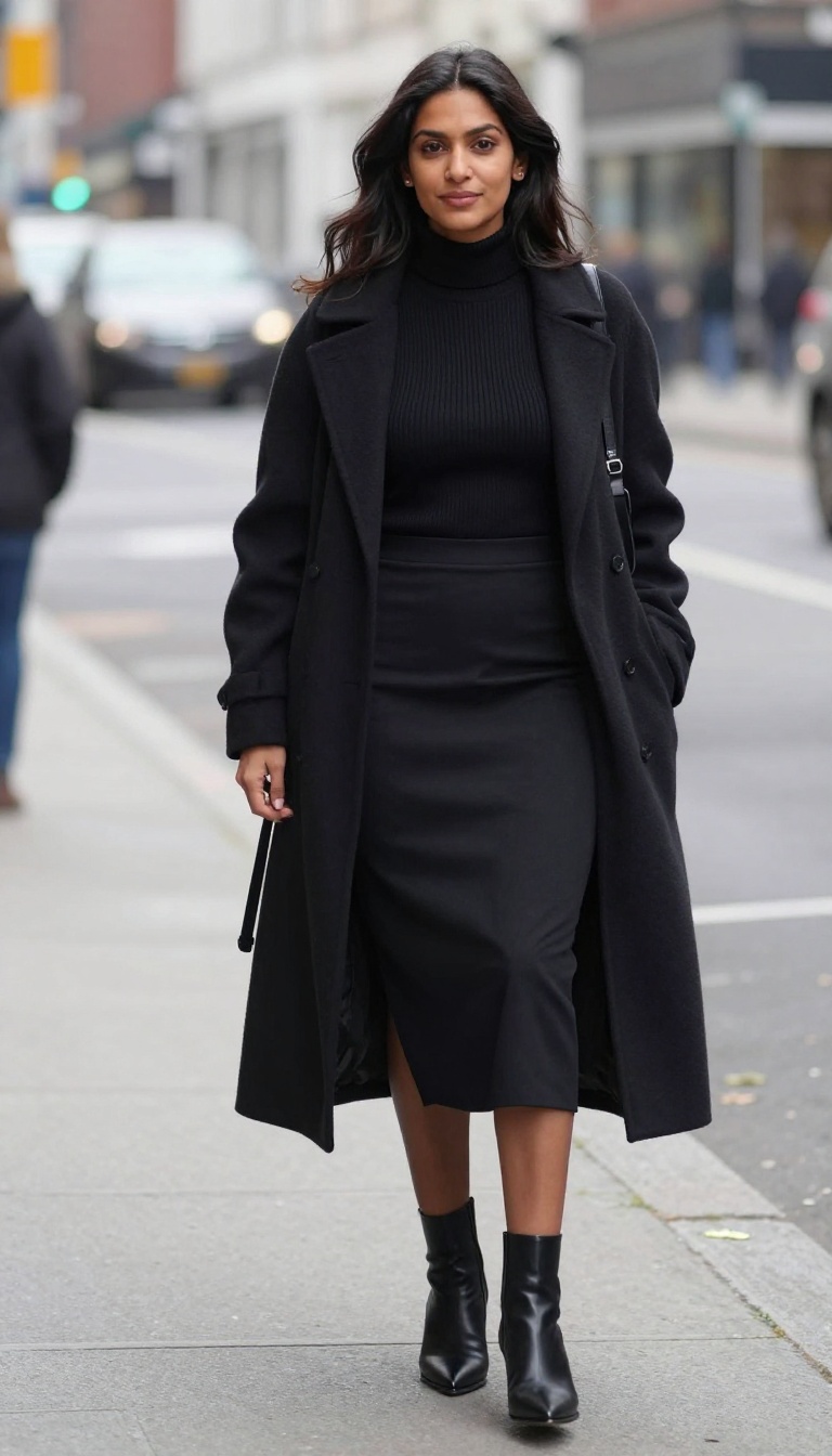 10. Turtleneck + Slip Skirt + Ankle Boots