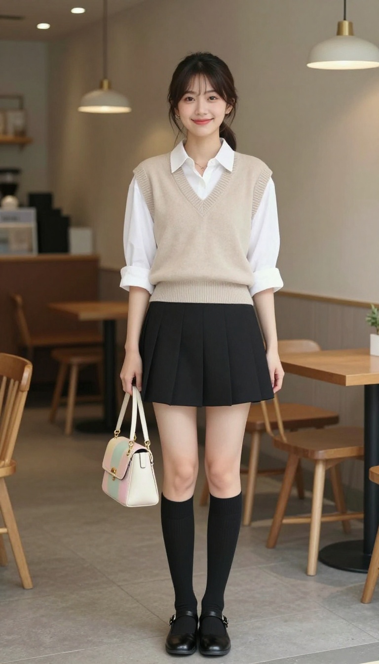 5. Pleated Mini Skirt and a Sweater Vest