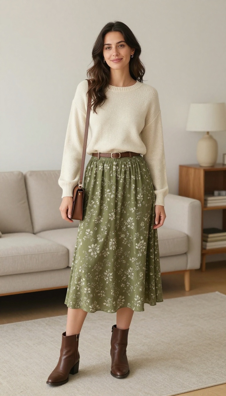 12. The Elegant Midi Skirt and Sweater