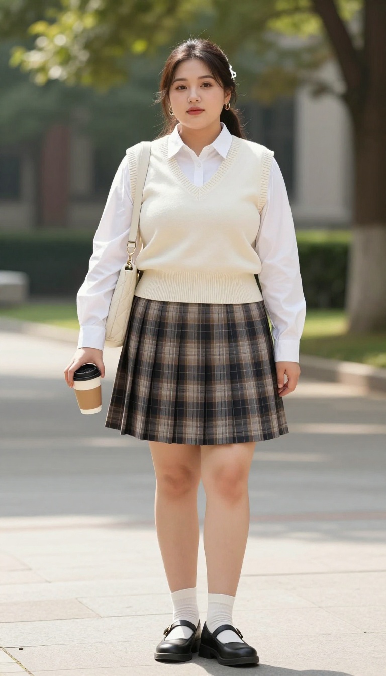 11. Pleated Skirt & Sweater Vest: Preppy Y2K