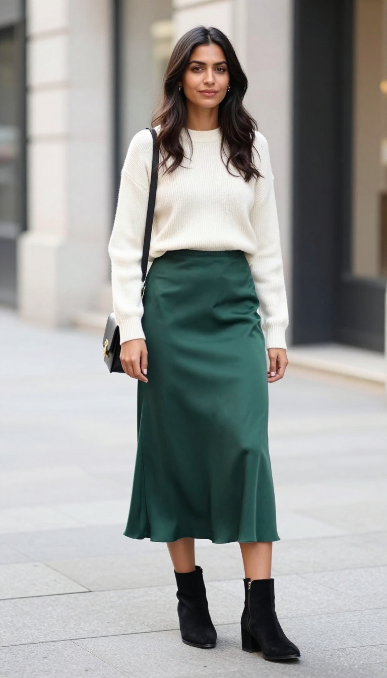 5. The Slip Skirt with a Fitted Sweater