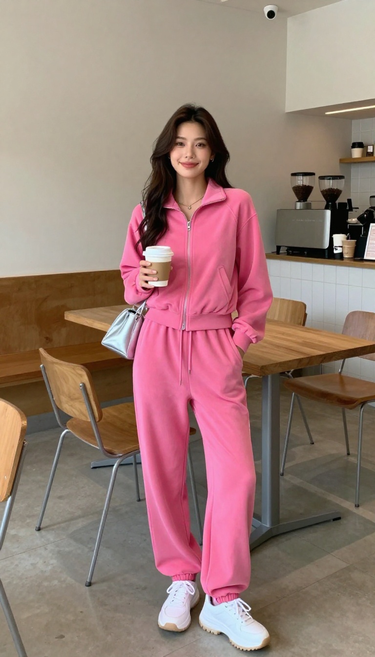 3. Velour Track Suit With a Pop of Color