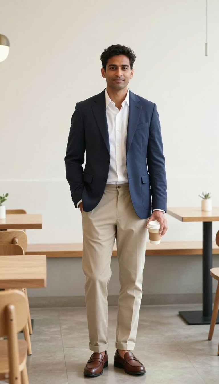 1. The Classic Navy Blazer and Chinos