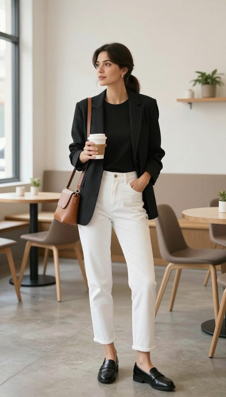 10. The Pinstripe Blazer and Jeans