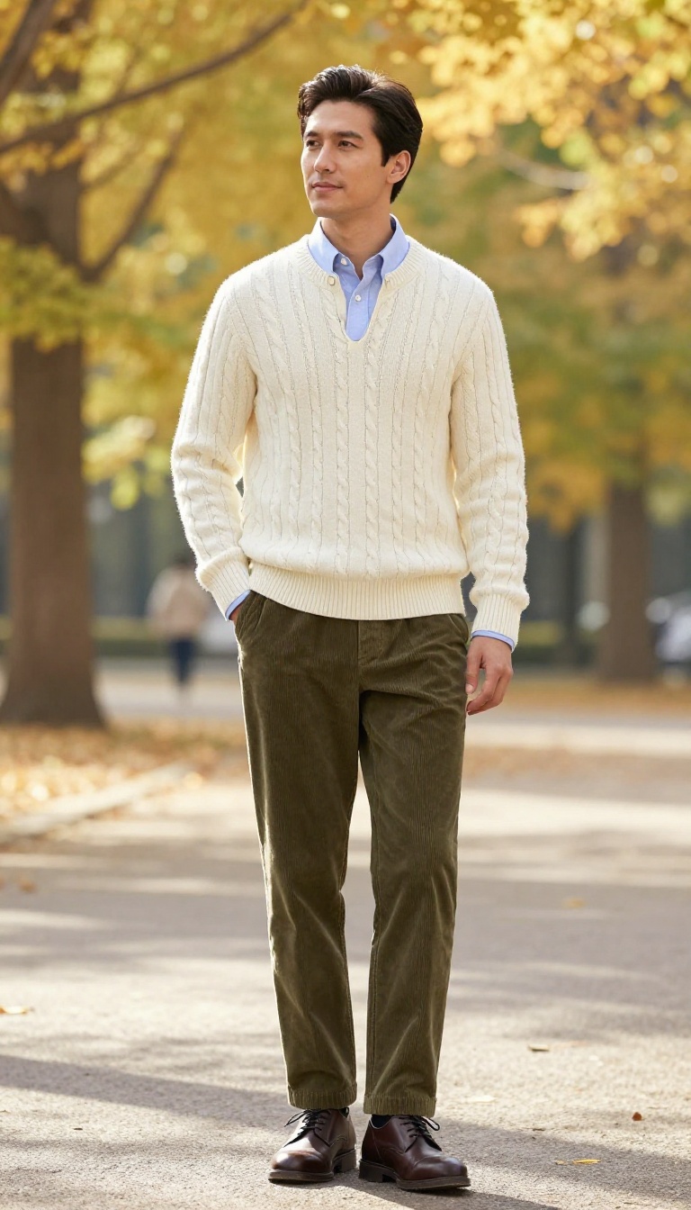 3. The Cable Knit Sweater: Preppy Comfort