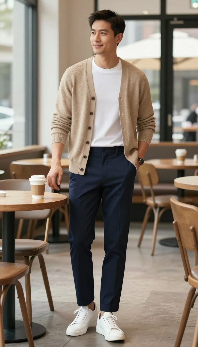 10. The Cardigan and Trousers Smart Casual Pairing