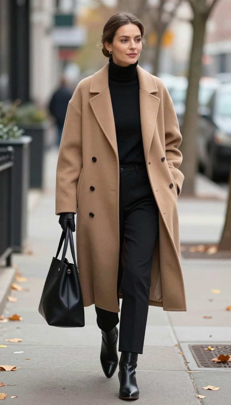 9. The Camel Coat and Turtleneck