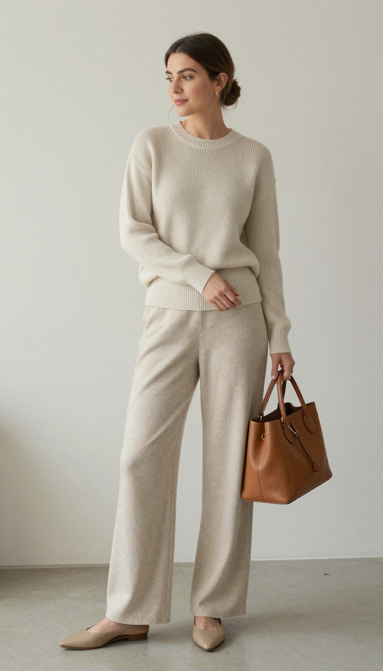 9. The Fine-Gauge Sweater and Wide-Leg Trousers
