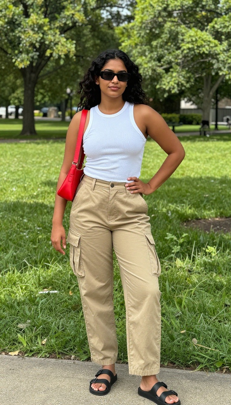 5. Baggy Cargo Skirt & Tank Top