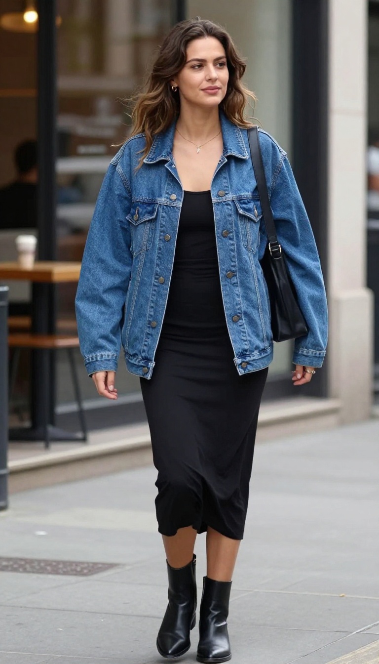 4. Denim Jacket and a Little Black Dress