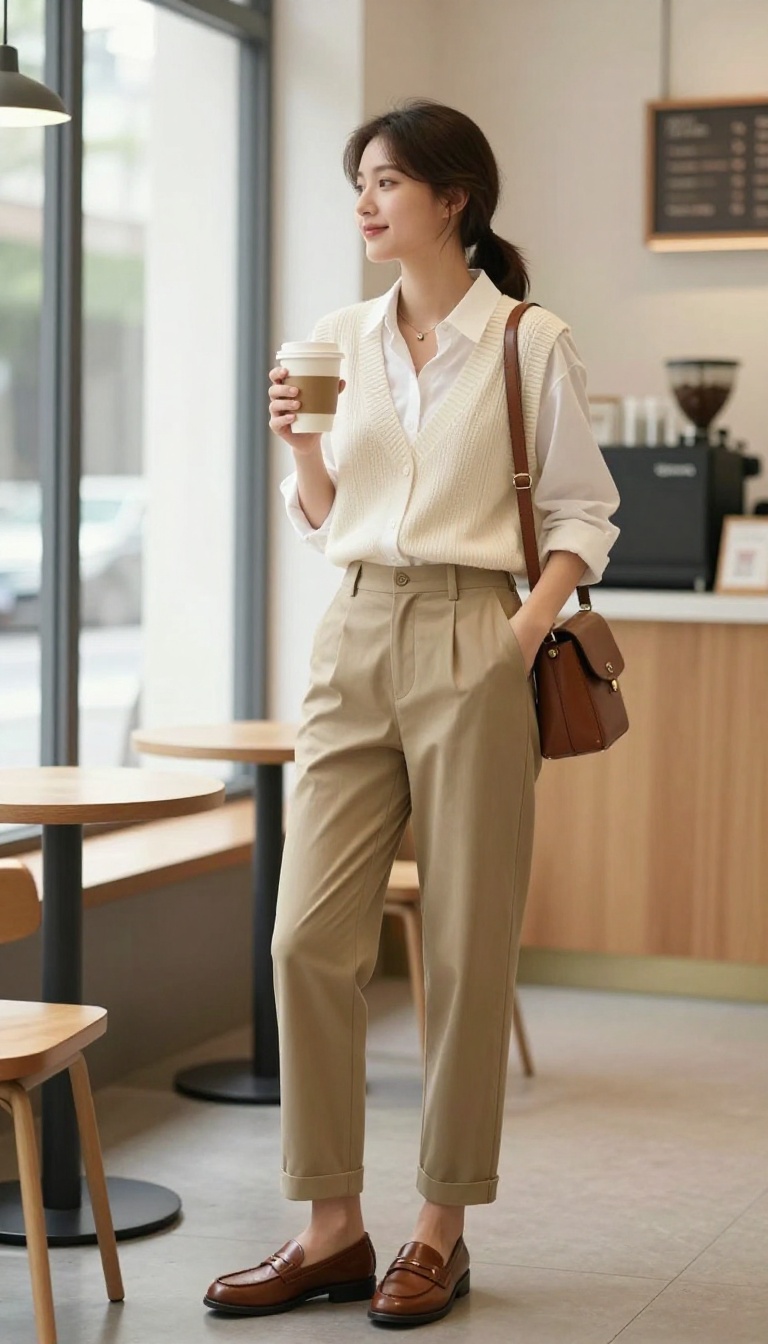 13. Knit Vest With a White Button-Down