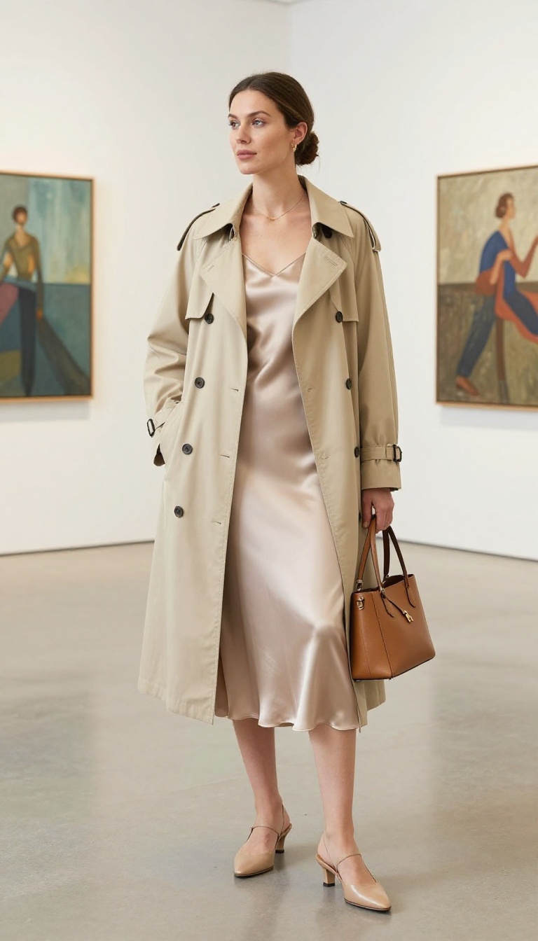 9. The Trench Coat and Slip Dress