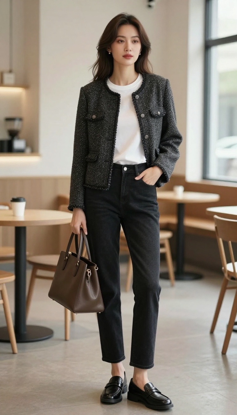 9. The Tweed Jacket and Dark Denim