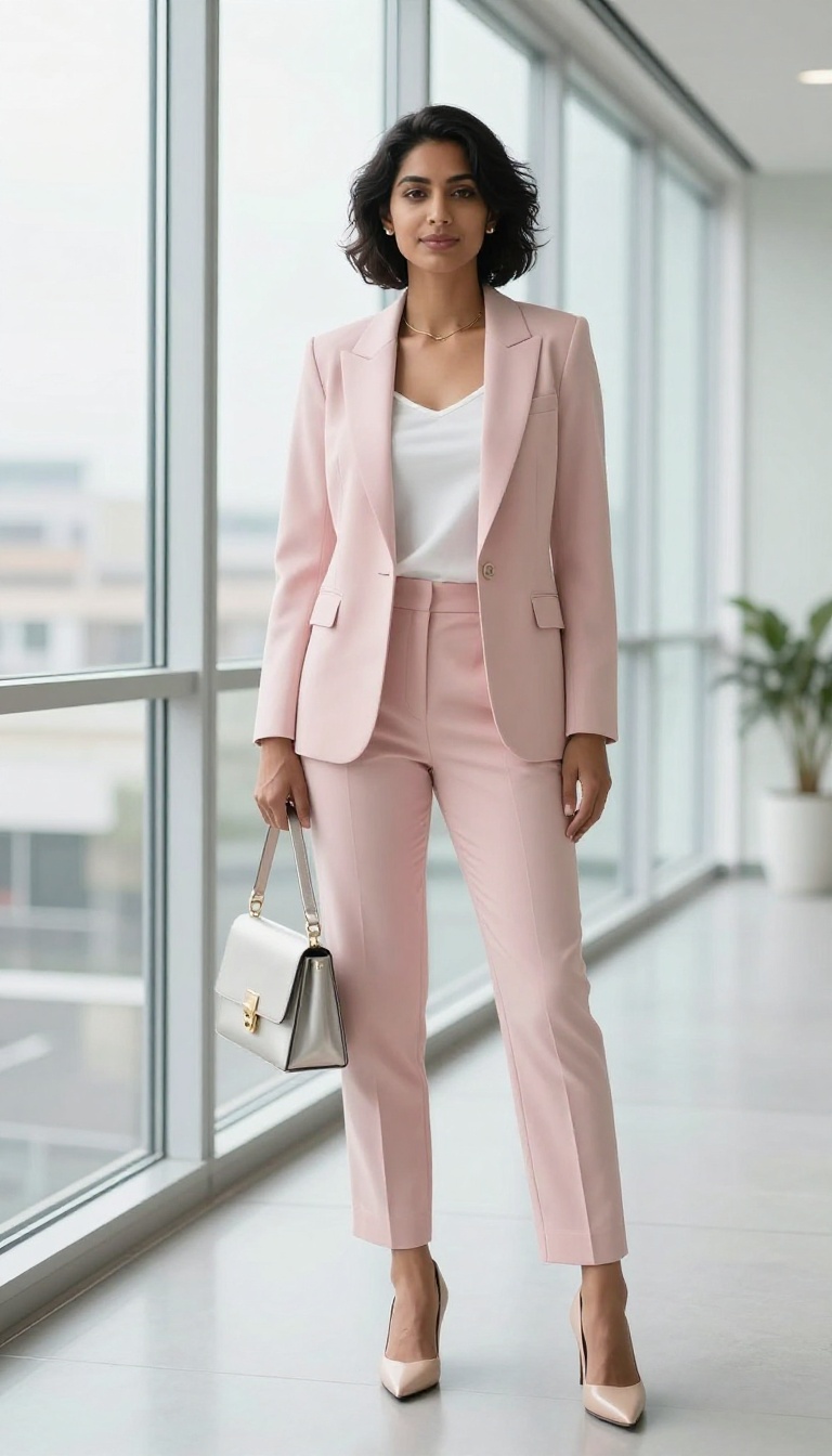 7. Pink Blazer & Matching Trousers: Office-Ready Y2K