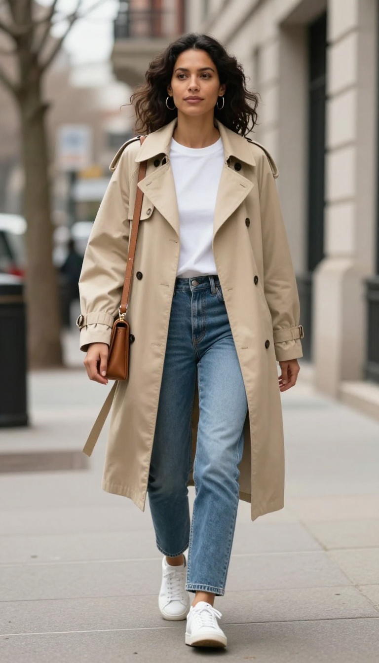 6. The Timeless Trench Coat and Jeans