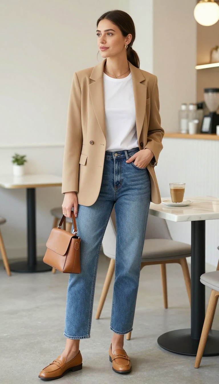 1. The Classic Blazer and Straight-Leg Jeans