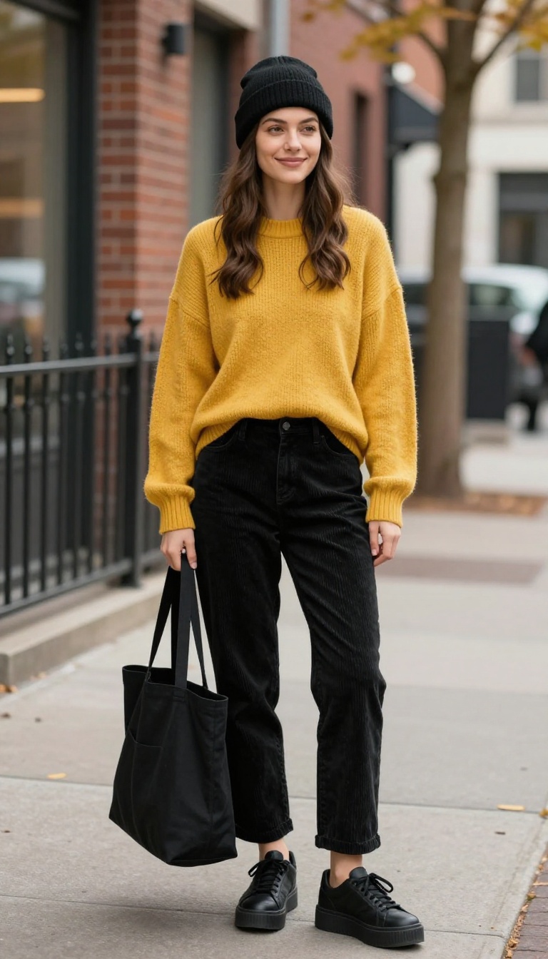 15. Corduroy Pants With a Vintage Sweater