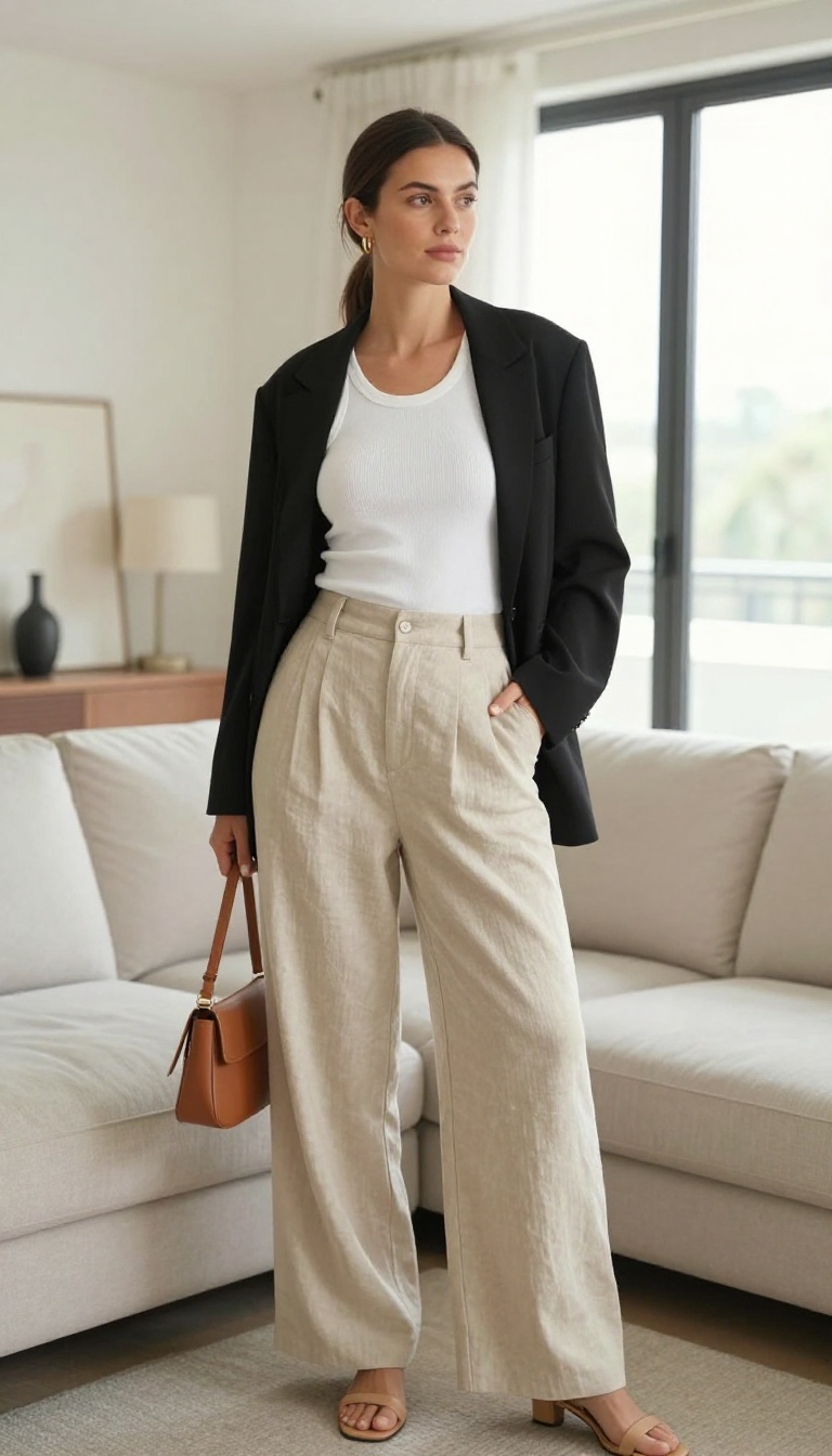 11. Wide-Leg Trousers and a Fitted Tank