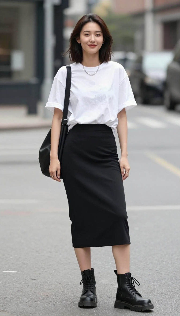 4. Black Slip Skirt + Graphic Tee