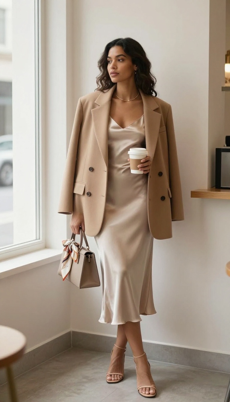 9. The Blazer and Slip Dress Combo