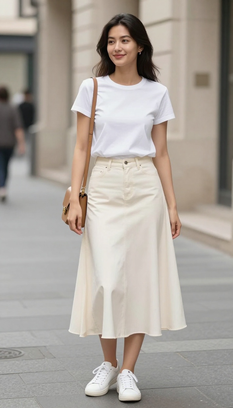 14. Midi Skirt Over Jeans