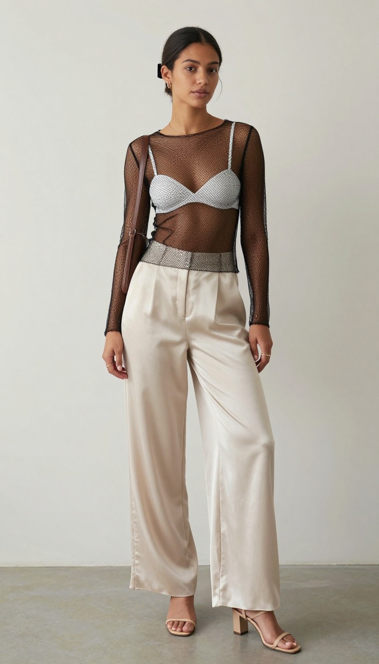 5. Mesh Top Over a Bandeau