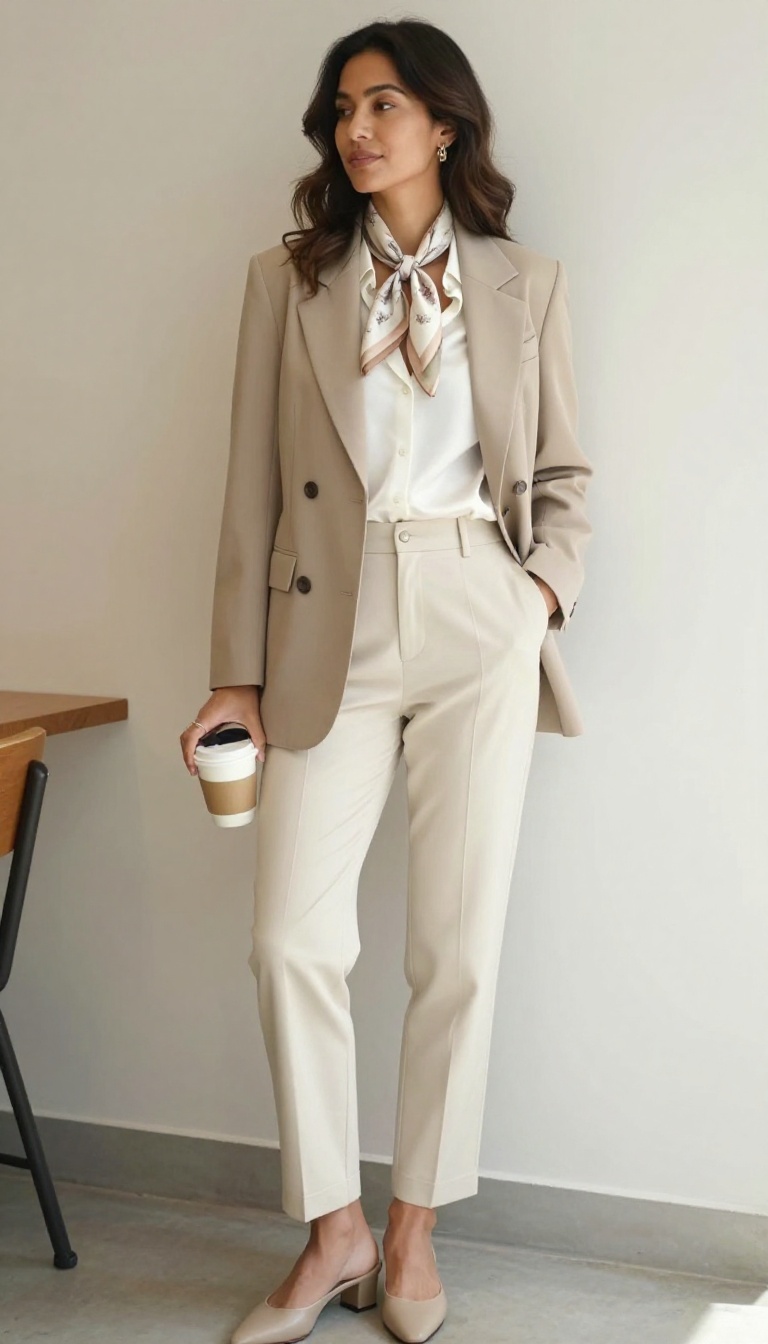 8. The Blazer and Silk Scarf