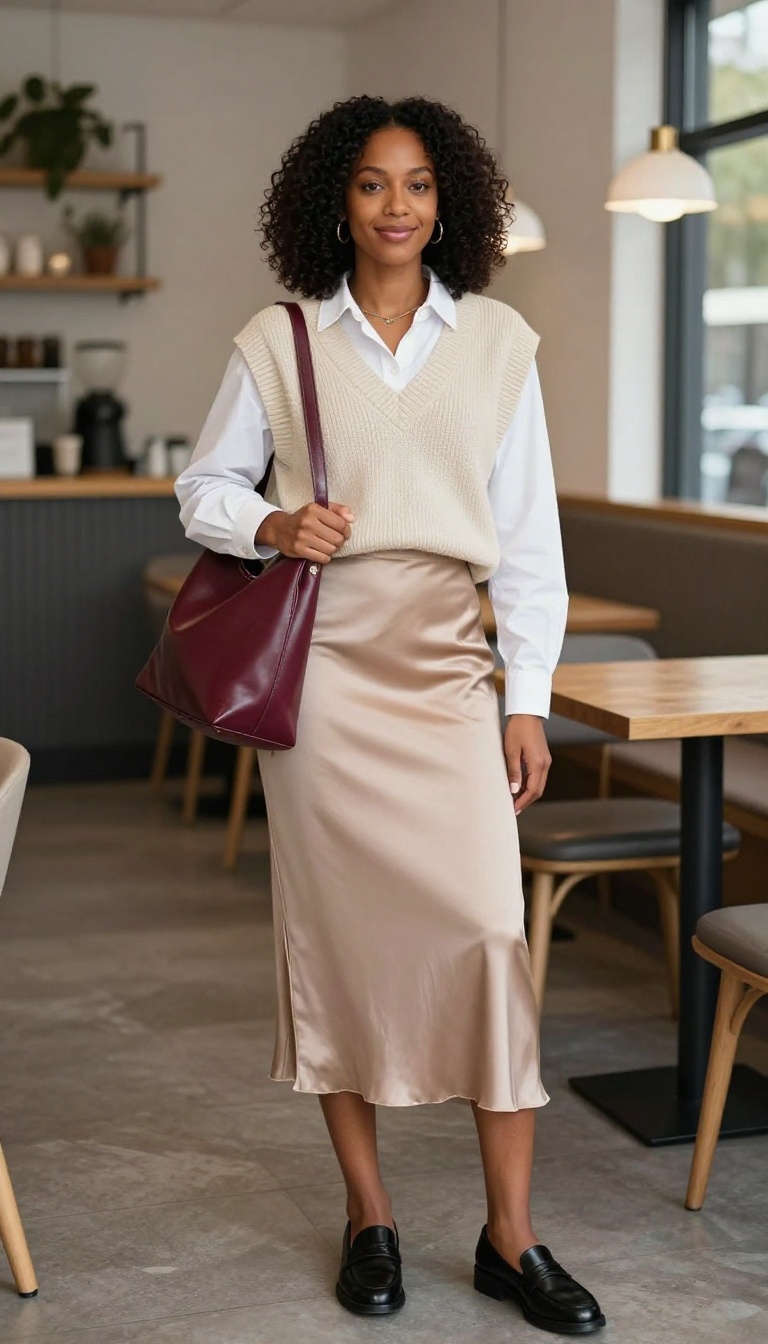 7. Slip Skirt + Sweater Vest