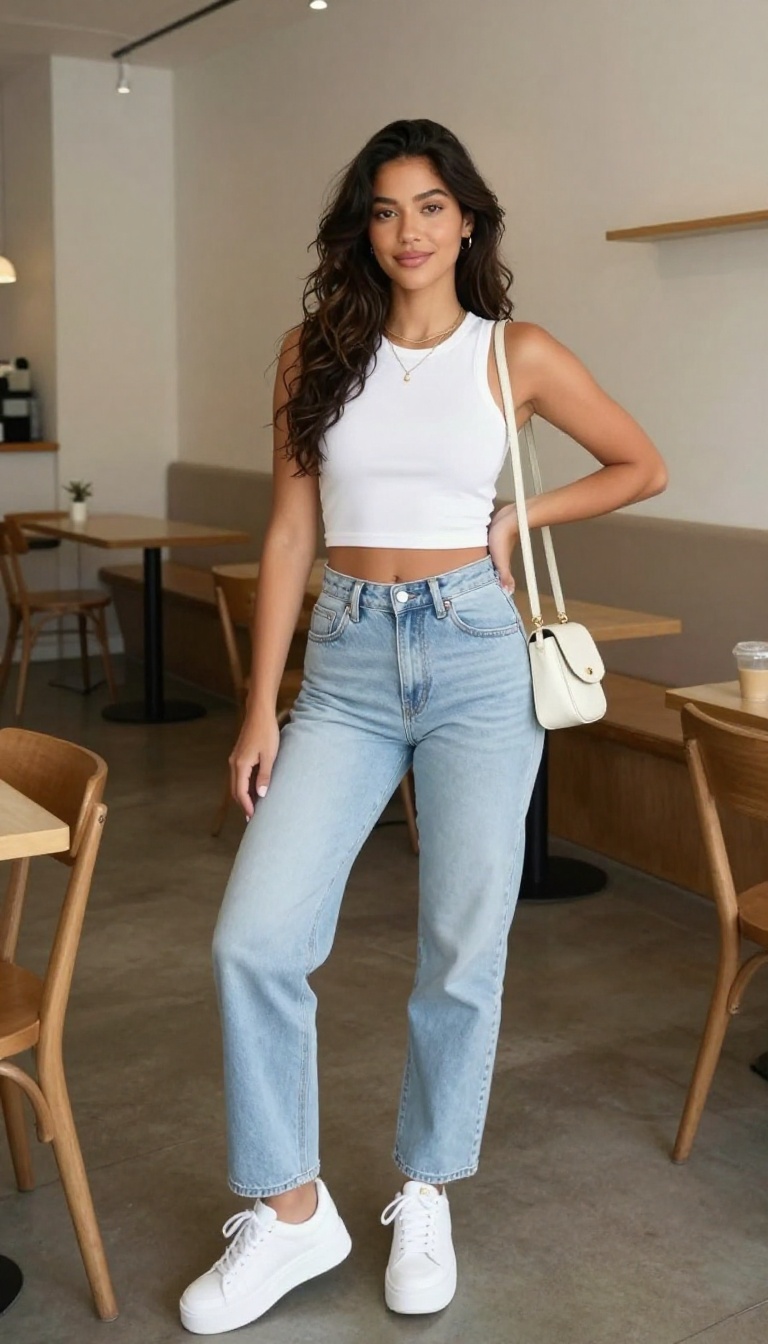 2. High-Waisted Jeans and a Crop Top