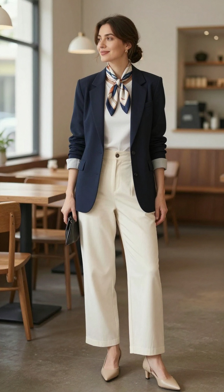 8. The Blazer and Silk Scarf as a Top