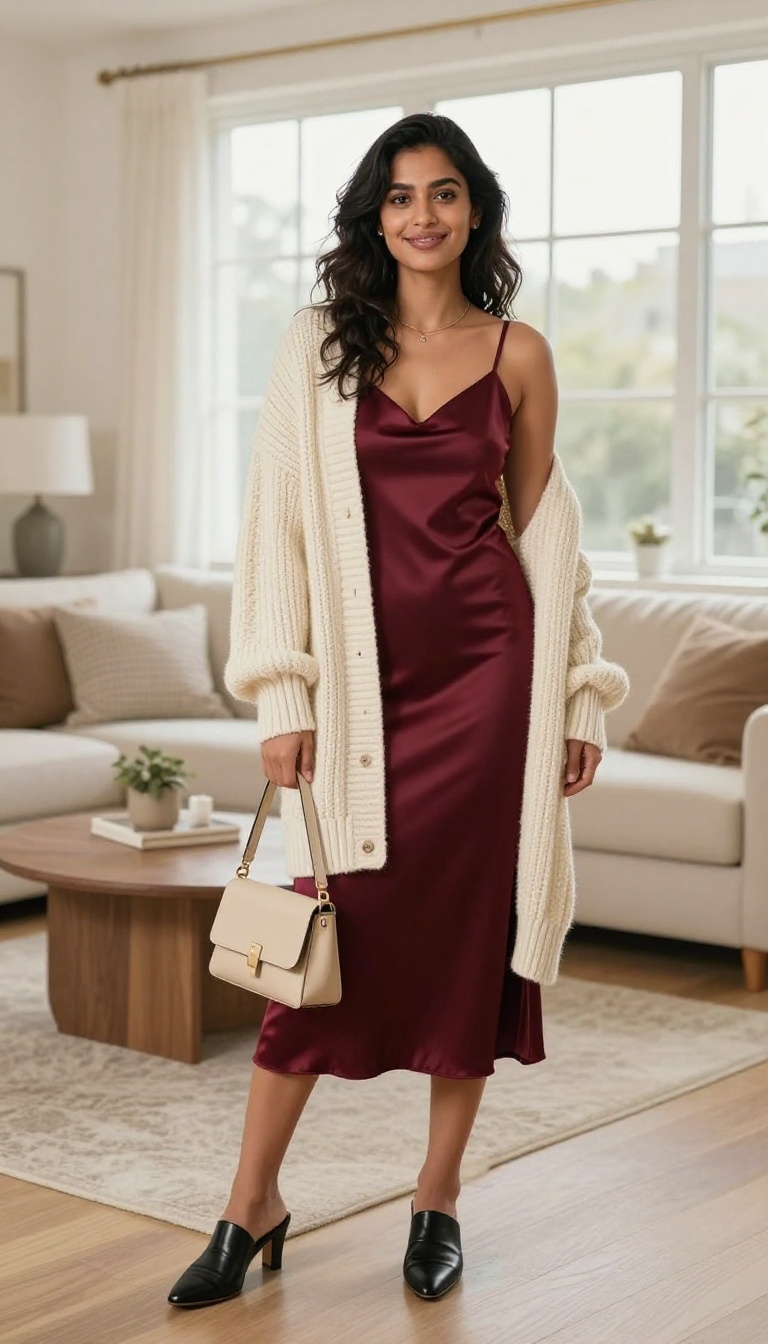 13. Slip Dress and a Chunky Cardigan