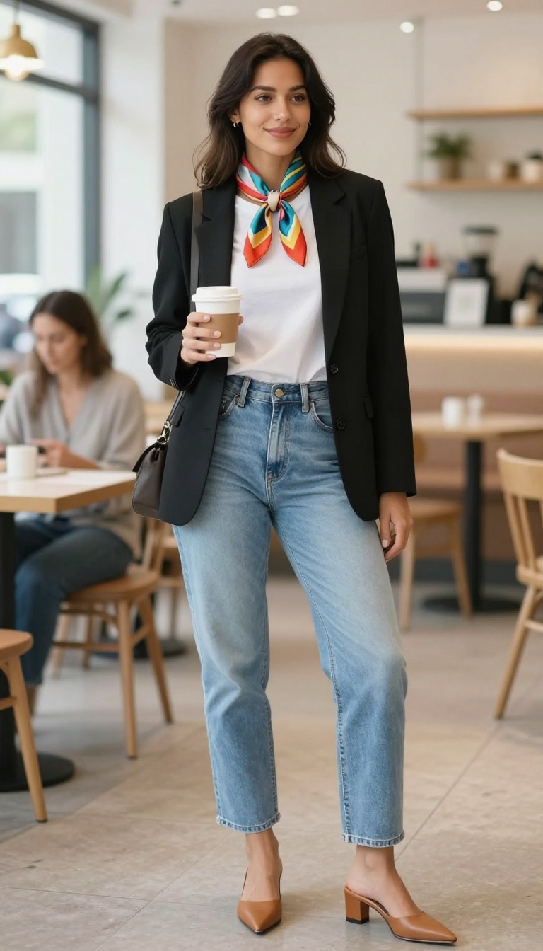 13. Silk Scarf and Simple Jeans