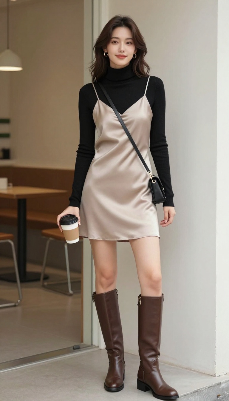 7. Turtleneck Under a Slip Dress