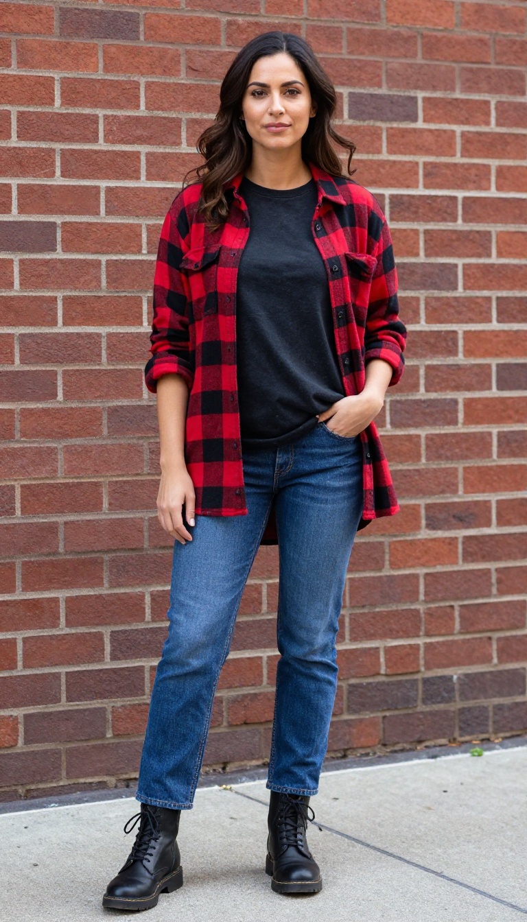 3. Plaid Flannel Over a Band Tee