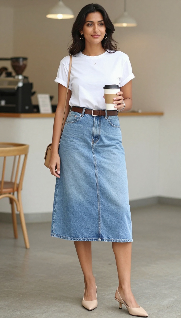 3. Denim Skirt and a Graphic Tee