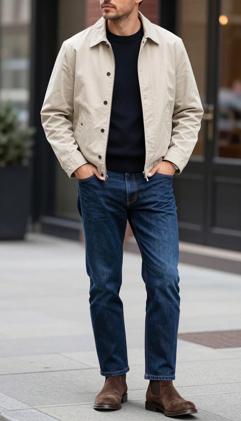 8. The Harrington Jacket and Roll Neck Combination