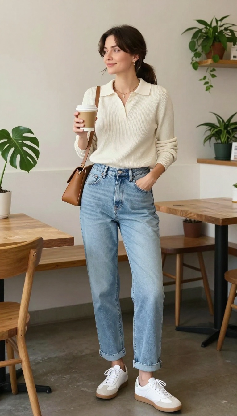 14. Mom Jeans and a Knit Polo