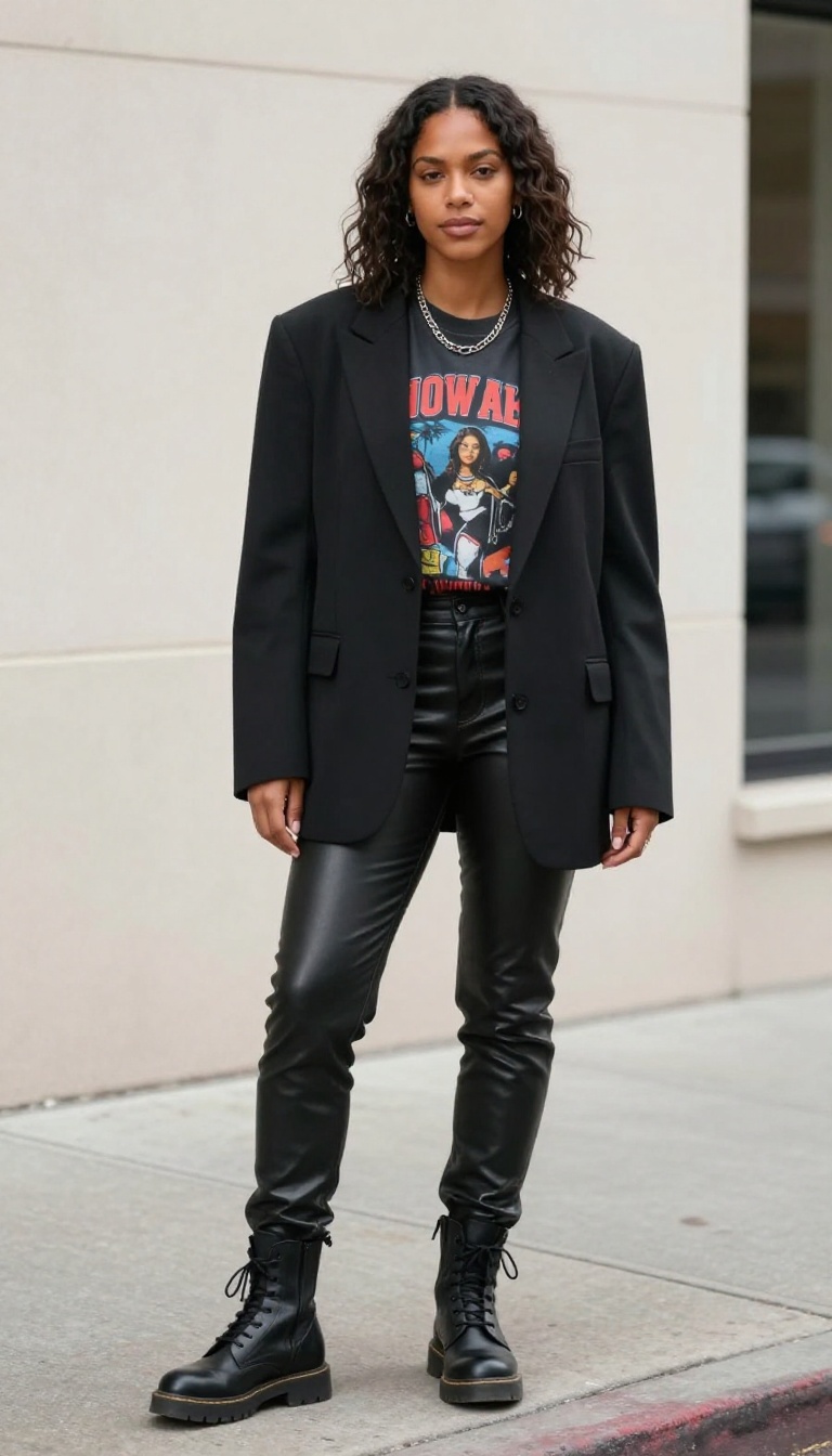 4. Leather Pants + Graphic Tee