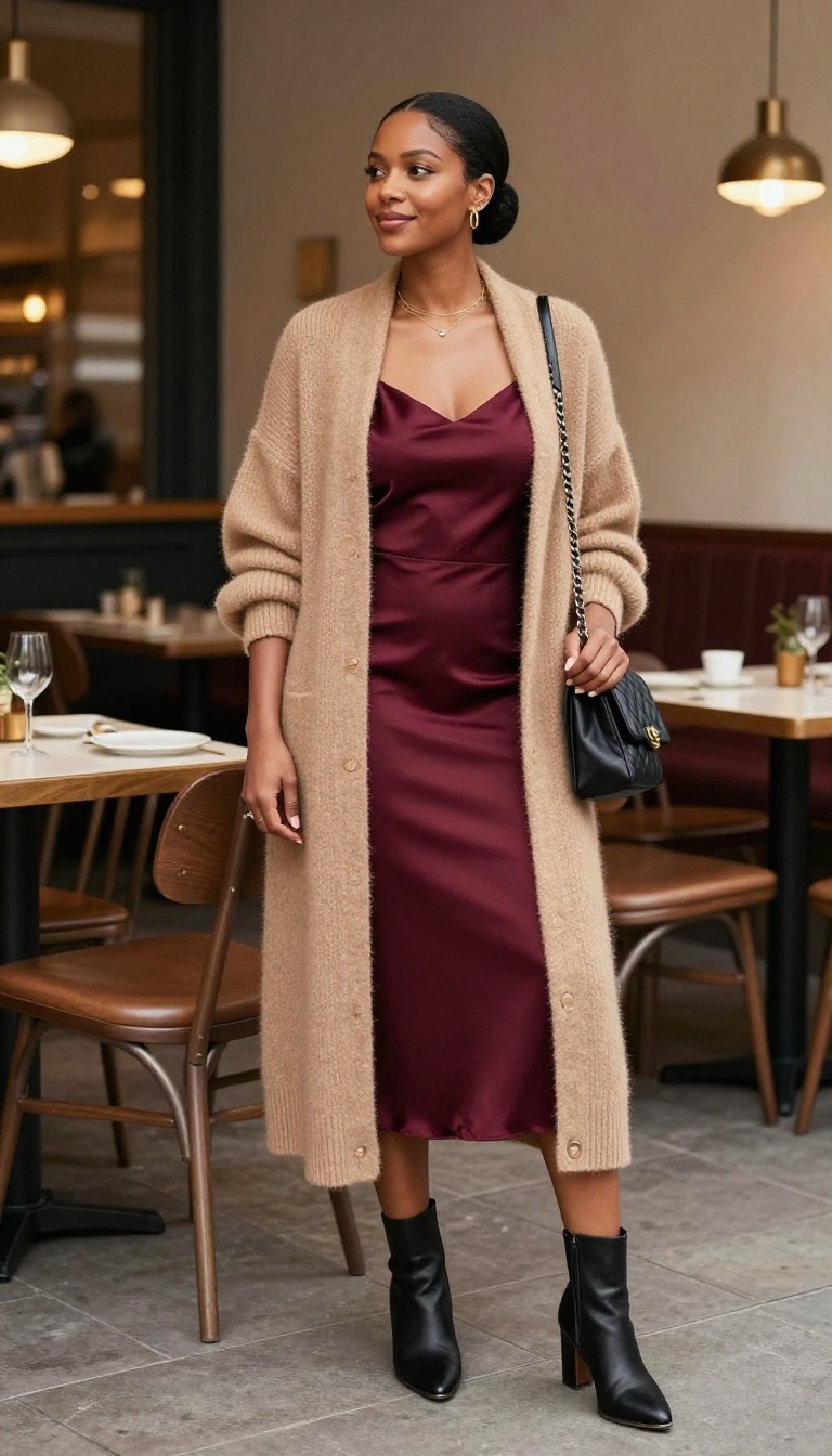 12. The Cashmere Cardigan and Slip Skirt