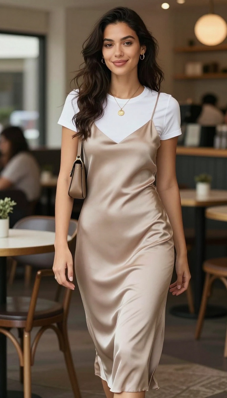 4. Slip Dress Over a White Tee