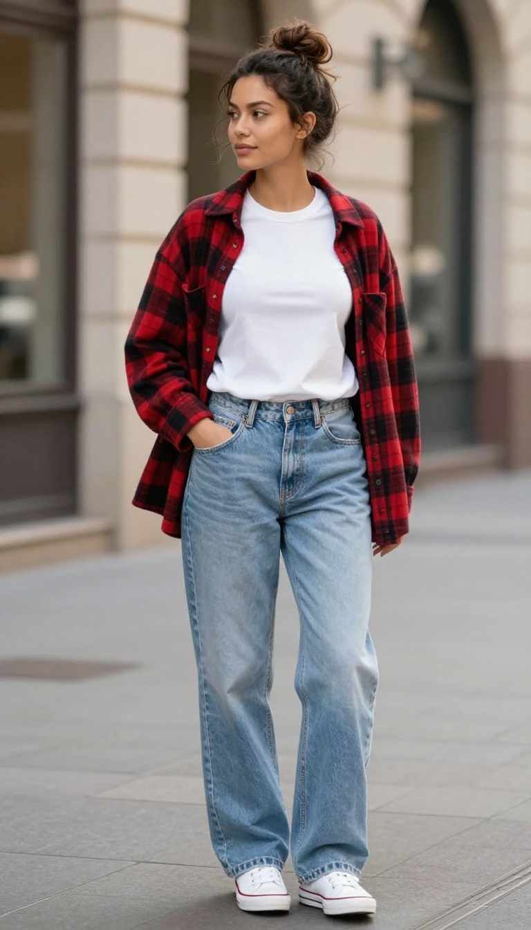 12. Oversized Flannel & Baggy Jeans