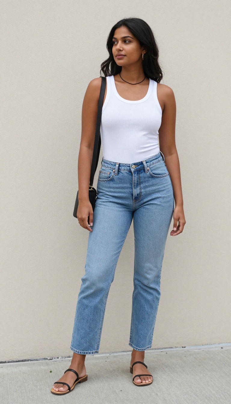 12. The Ribbed Tank with Low-Rise Jeans