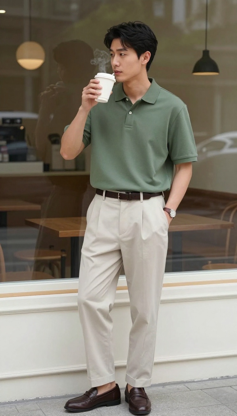 2. The Classic Polo and Pleated Trouser Duo