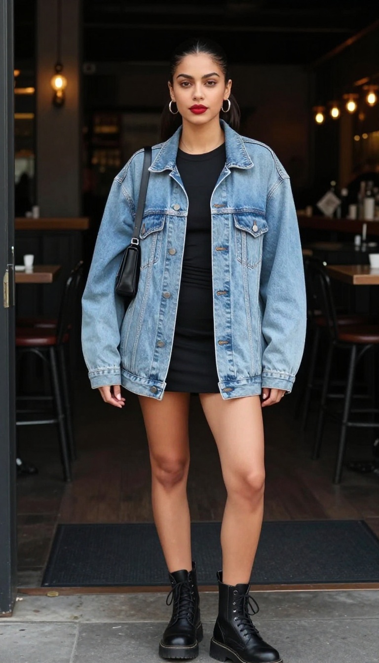3. Little Black Dress with a Denim Jacket