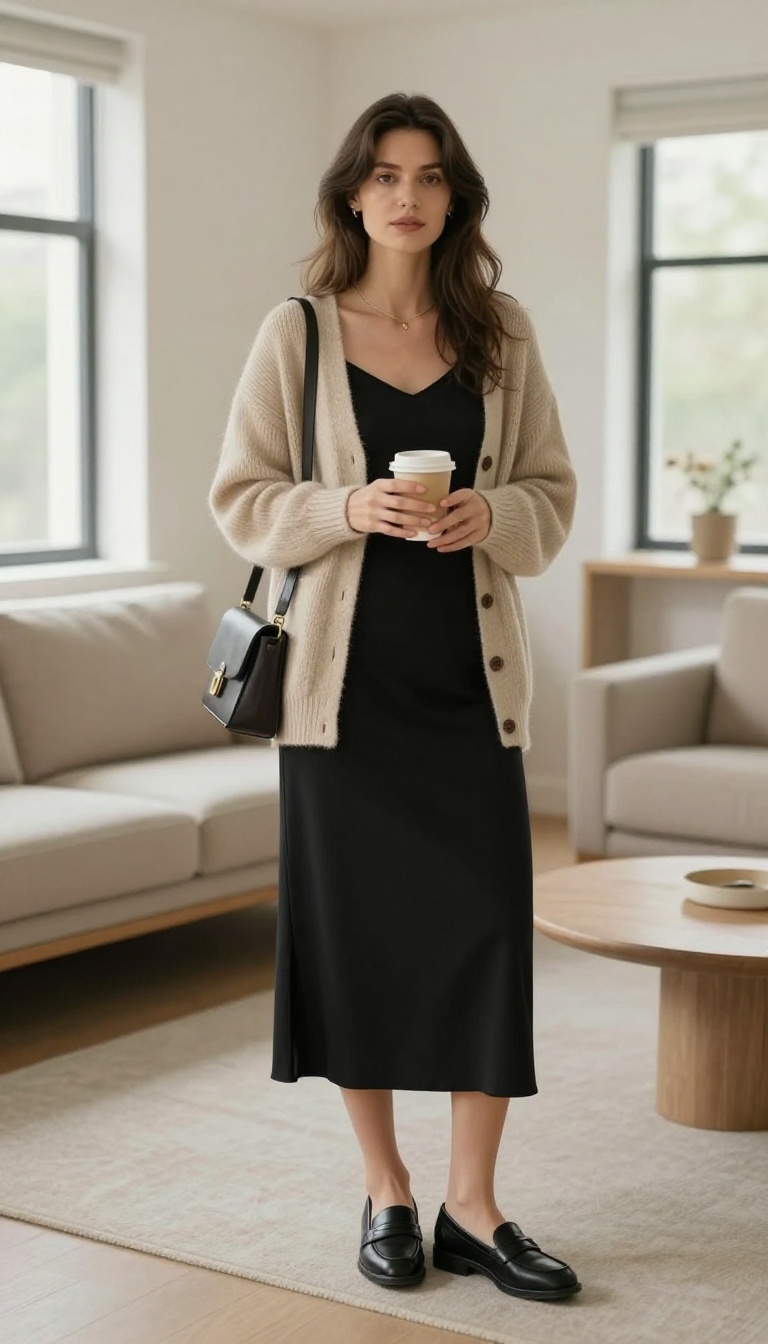 9. The Cardigan and Slip Dress Layering