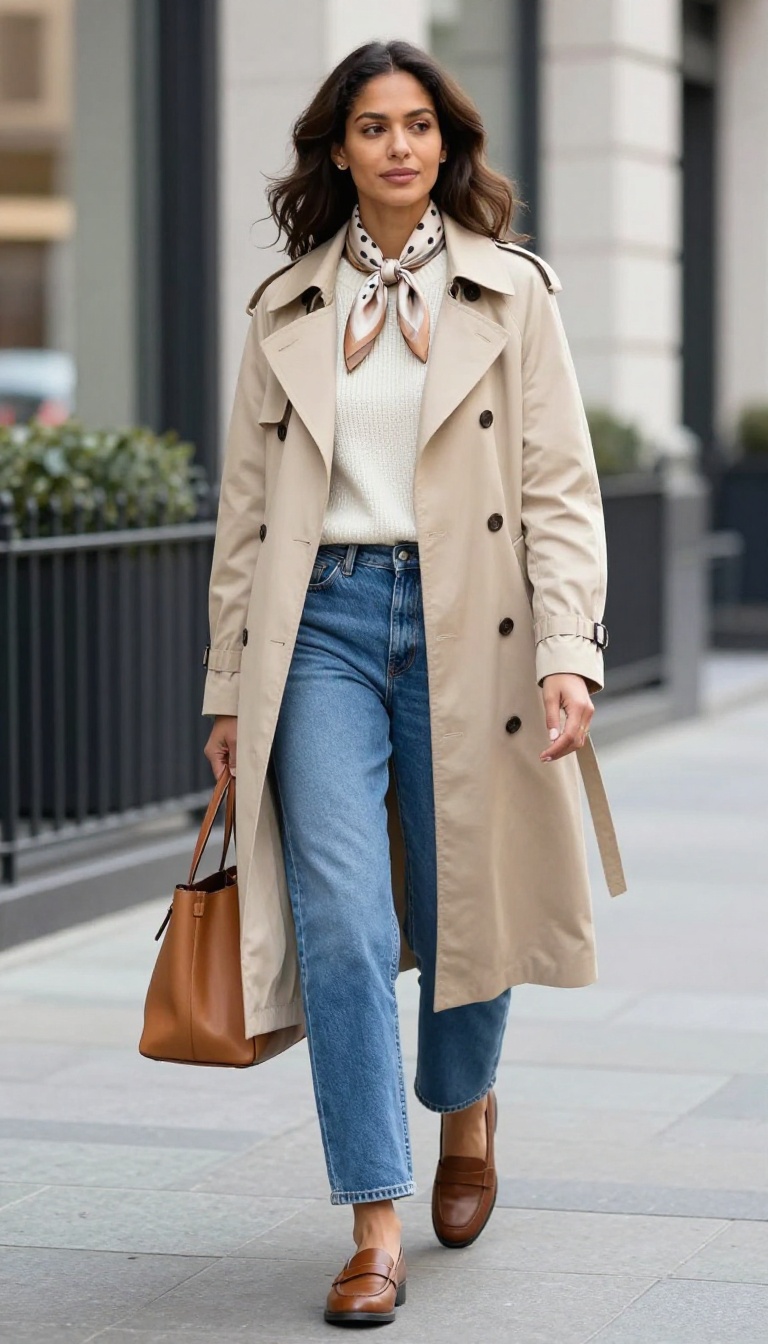 6. The Silk Scarf and Trench Coat