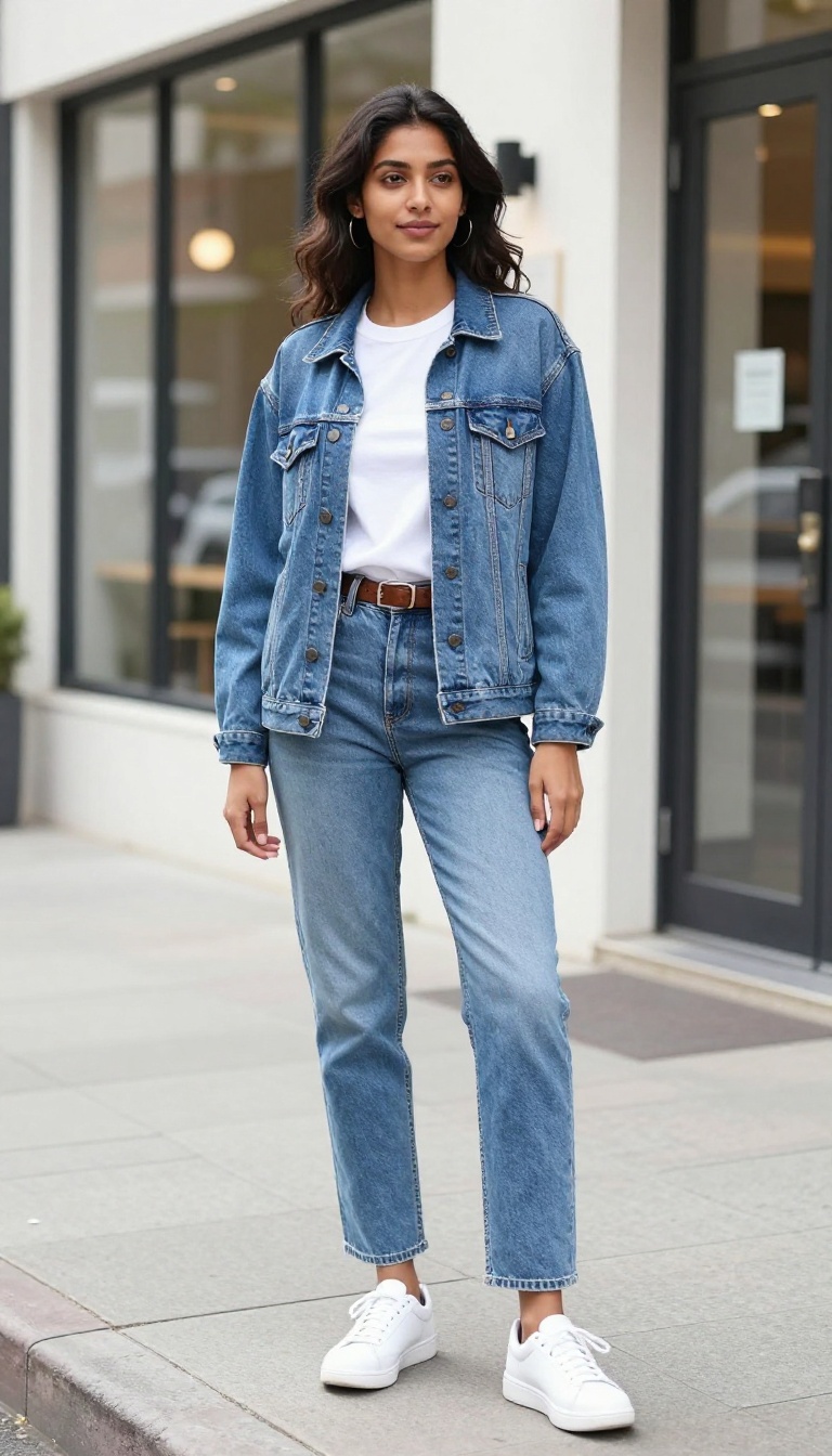 8. Denim on Denim With a White Tee