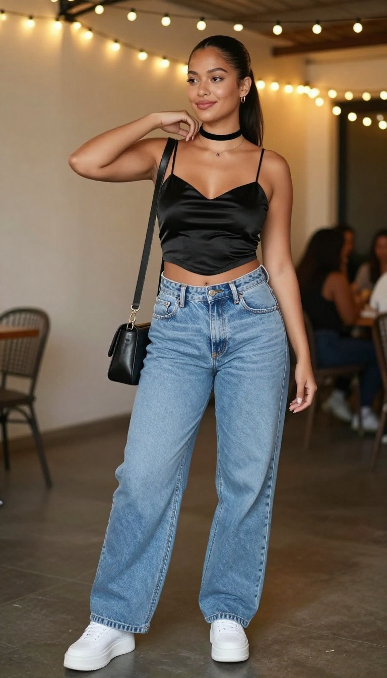 2. Baggy Jeans & Crop Top